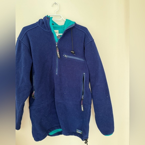 L.L. Bean Other - LL Bean Blue Zip Up Fleece Sweater with Sporty Design